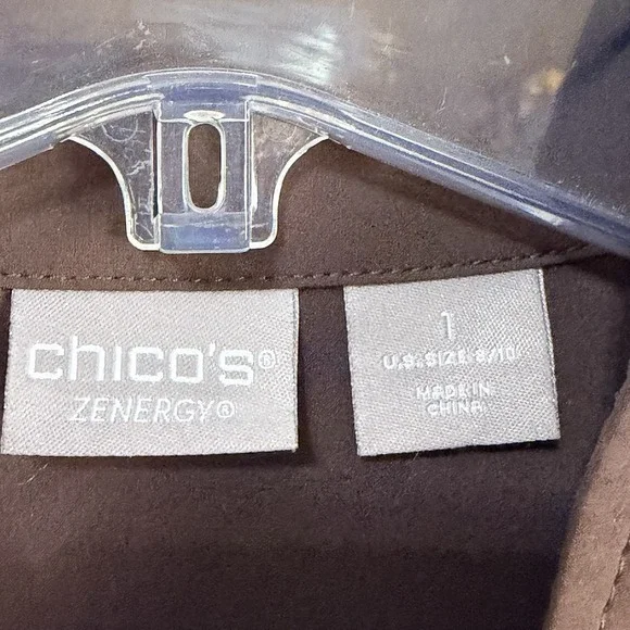 Chicos Zenergy Neema Jacket‎ 1 Size 8/10 Zip Front Brown Pockets Stretch Active - Picture 4 of 7